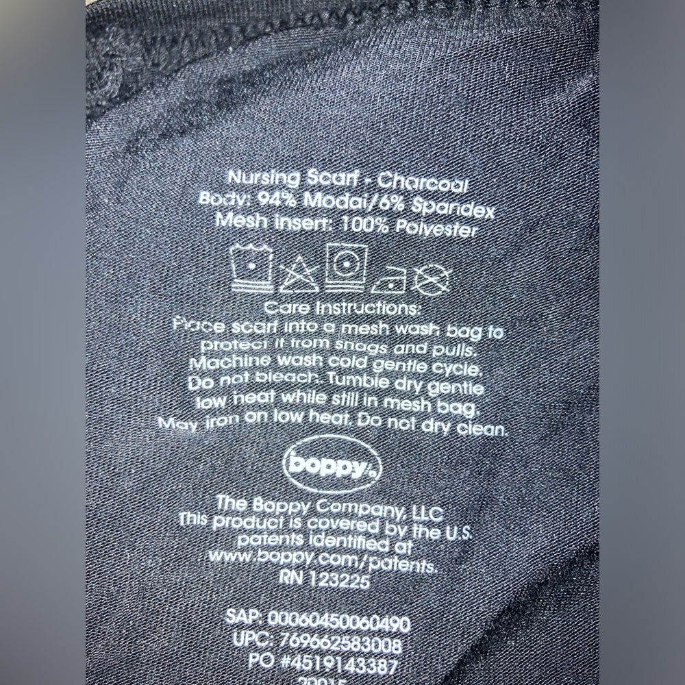 Nursing scarf, charcoal, stretchy breathable material